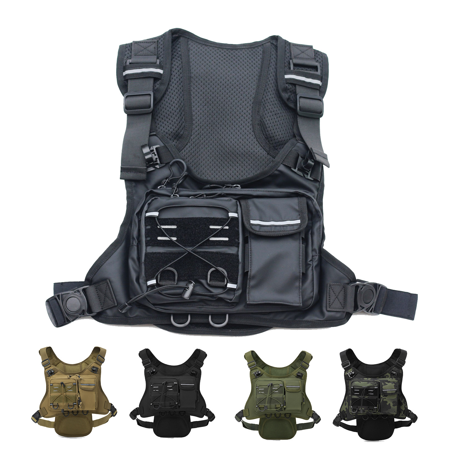 Running Gear Bag For Men - กระเป๋าคาดอกแบบยุทธวิธี น้ำหนักเบา ปรับได้ พร้อมช่องใส่อุปกรณ์ สะท้อนแสง สำหรับเดินป่า